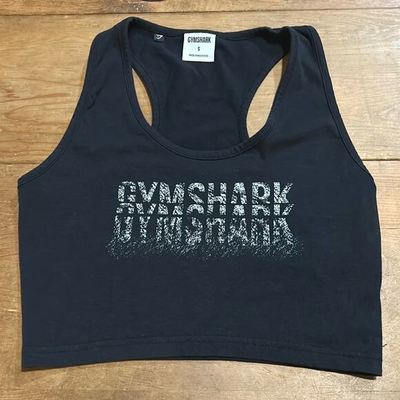 Woman’s Gymshark Black Crop Sports Tank Size Small - Picture 2 of 5